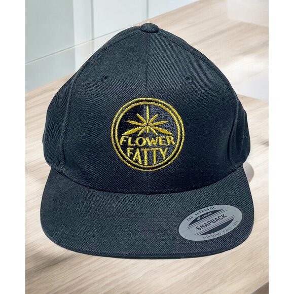 Flower Fatty ~ Black Straight Bill Adjustable Snapback Hat By Lids - Picture 1 of 6